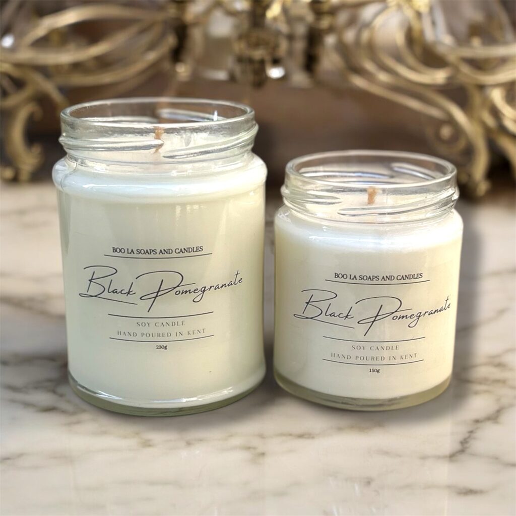 Black pomegranate soy candle